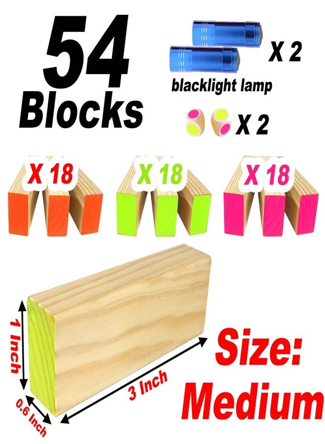 Ahuimeius 54 Piece Glow Tumble Tower Board Games, Glow in The Blacklight Tumble Tower, Indoor/Outdoor Board Game for Adults for Family Game Night - Image 4